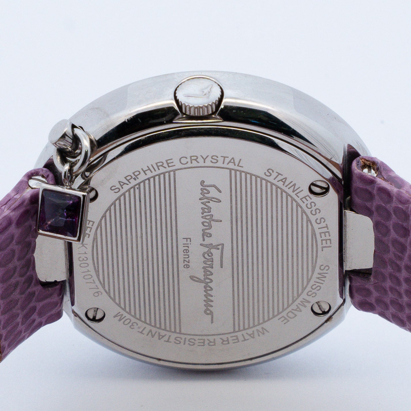 Salvatore Ferragamo Gancino Purple Amethyst Bezel Watch