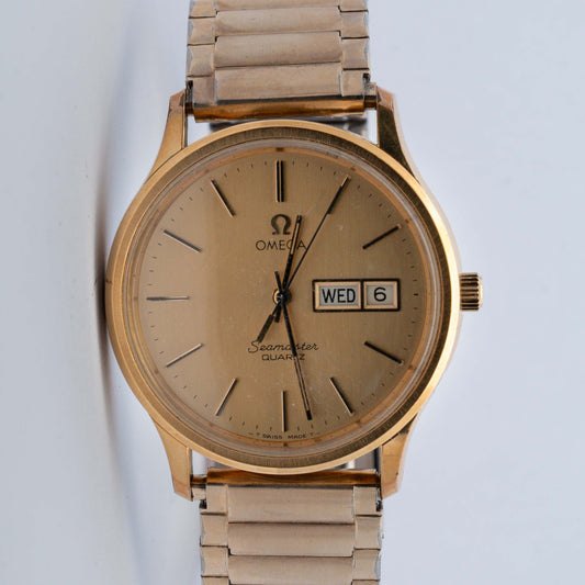 Omega Seamaster Quartz Gold-Tone Day-Date 1980s Watch