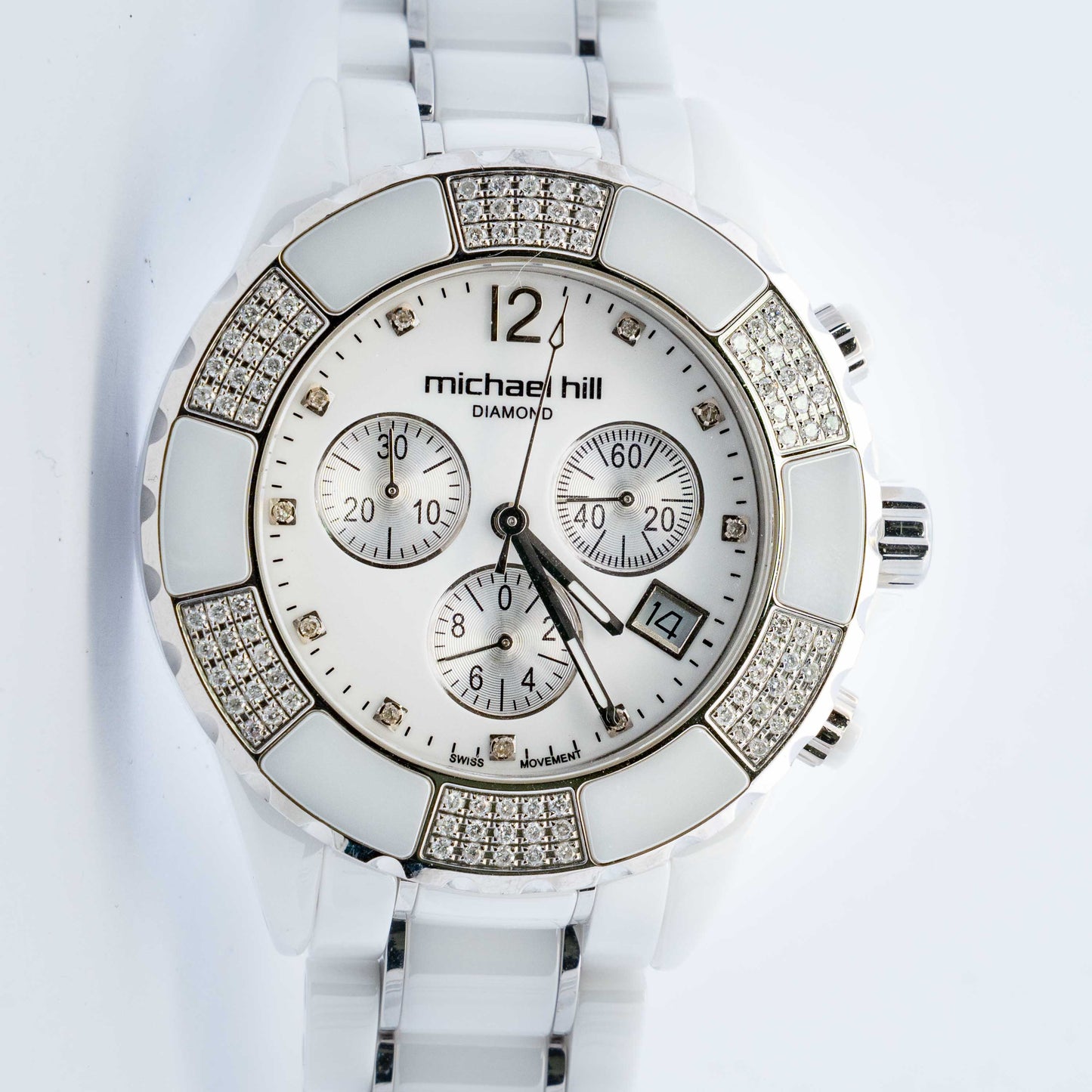Michael Hill Diamond Chronograph White Ceramic Watch