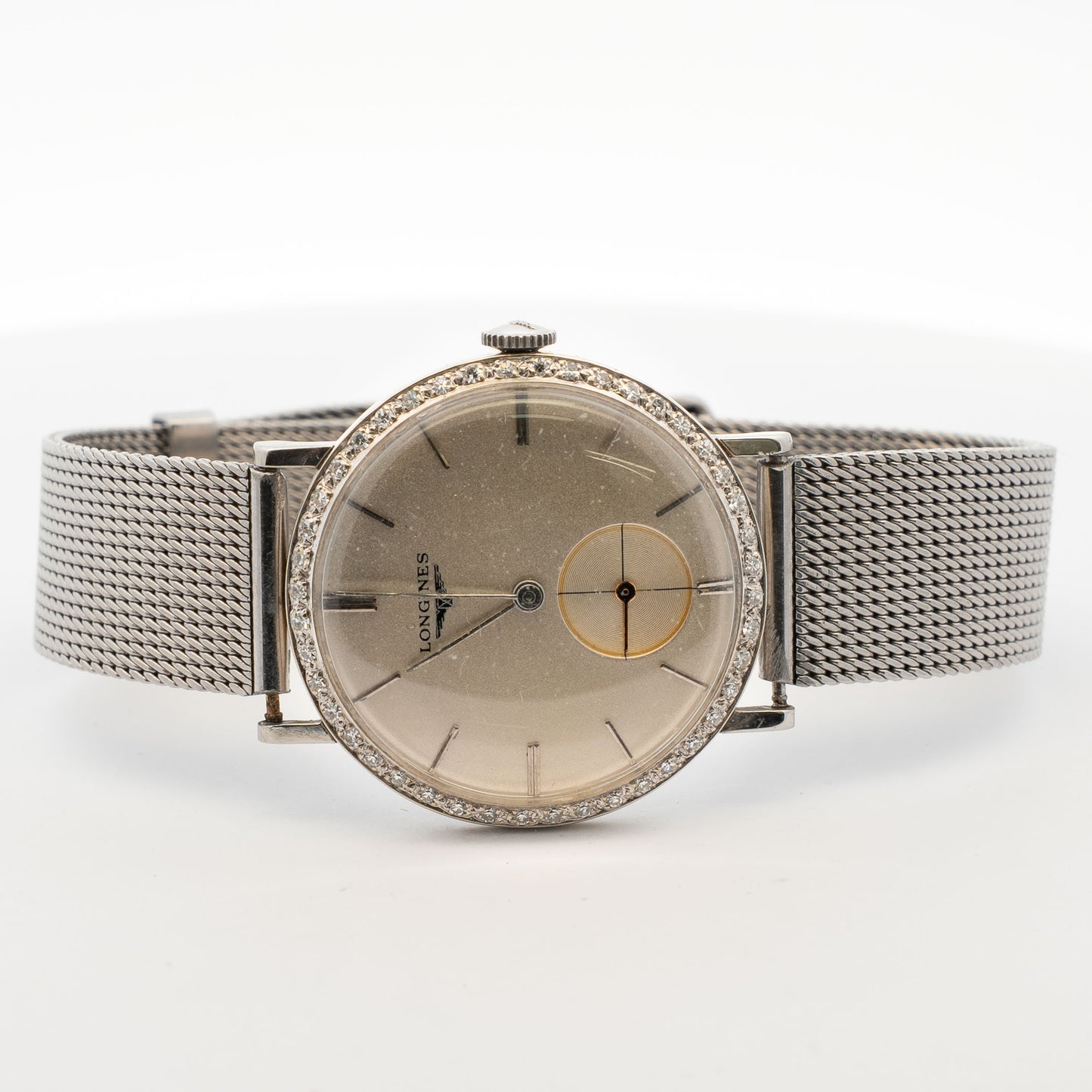 Longines White Gold Diamond Bezel Watch