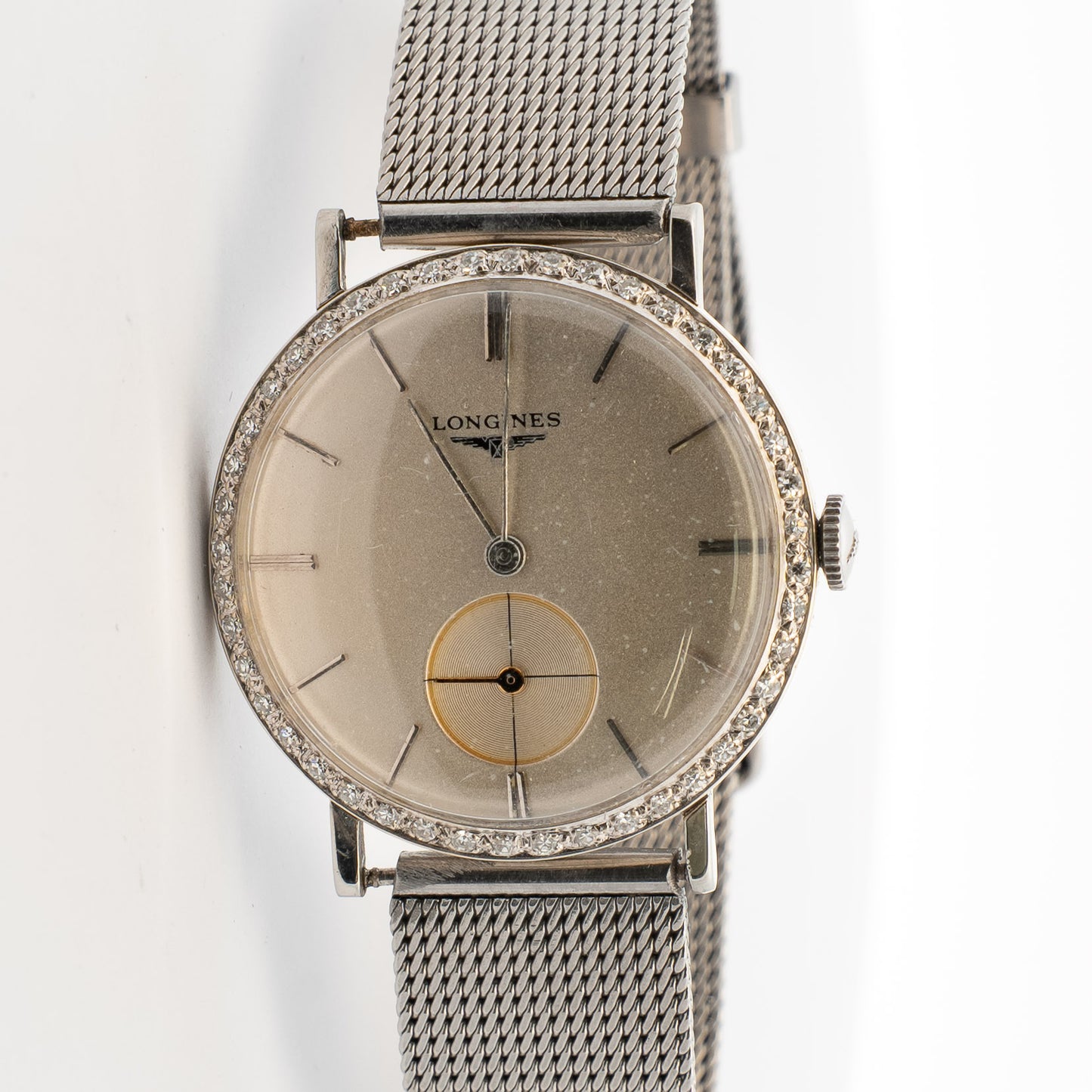 Longines White Gold Diamond Bezel Watch