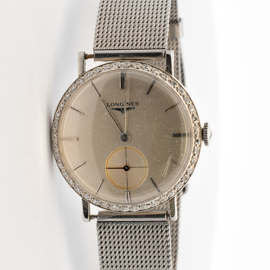 Longines White Gold Diamond Bezel Watch