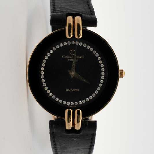 Christian Bernard Paris Vintage Black & Gold Watch