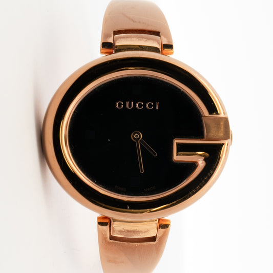Gucci G-Timeless “G” Shaped Rose Gold Bangle Watch