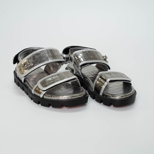 Christian Louboutin Silver Lock Cool Trek Sandals