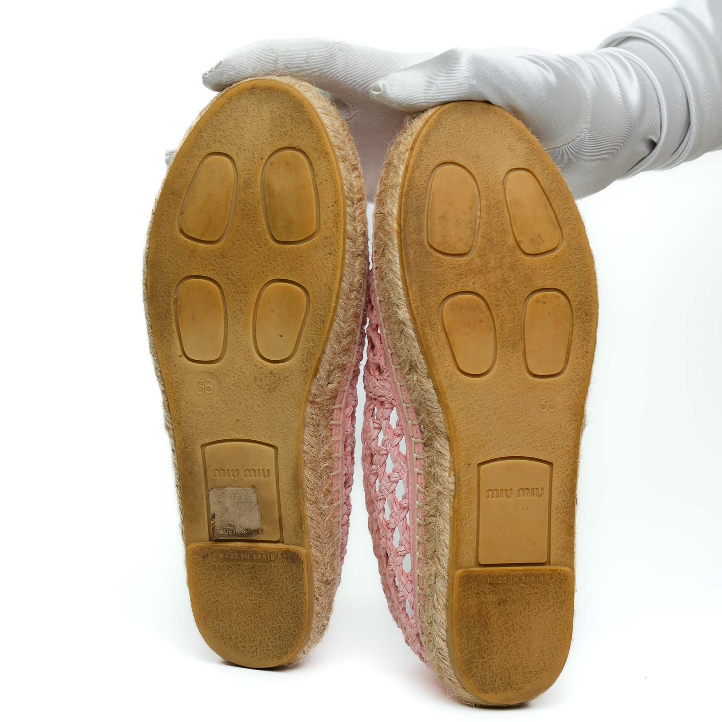 Miu Miu Pink Woven Espadrilles