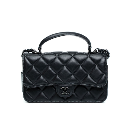 Chanel So Black Quilted Lambskin Phone Holder