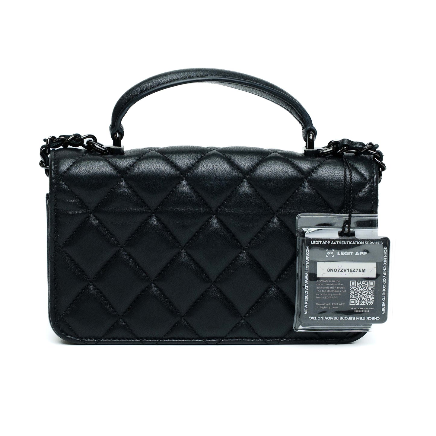 Chanel So Black Quilted Lambskin Phone Holder