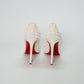 Christian Louboutin White Spike Leather Pumps