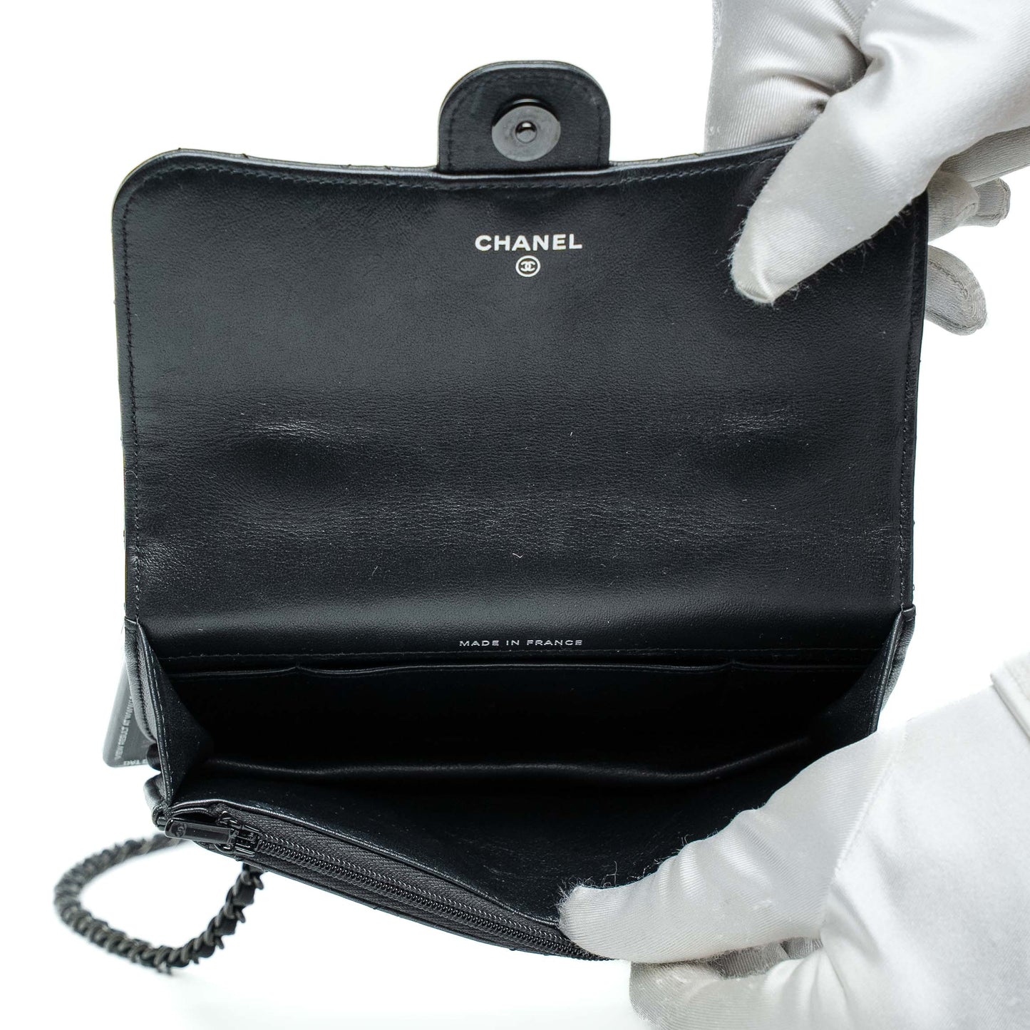Chanel So Black Quilted Lambskin Phone Holder