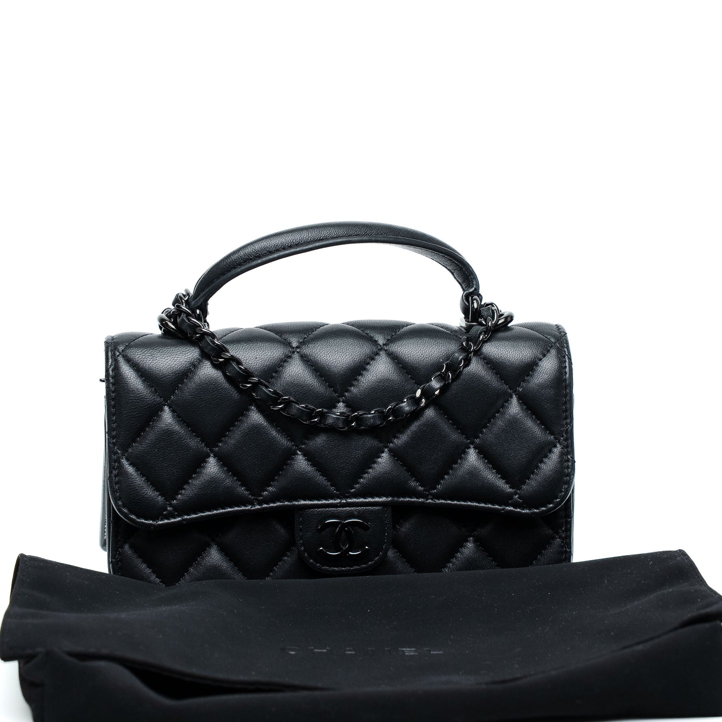 Chanel So Black Quilted Lambskin Phone Holder