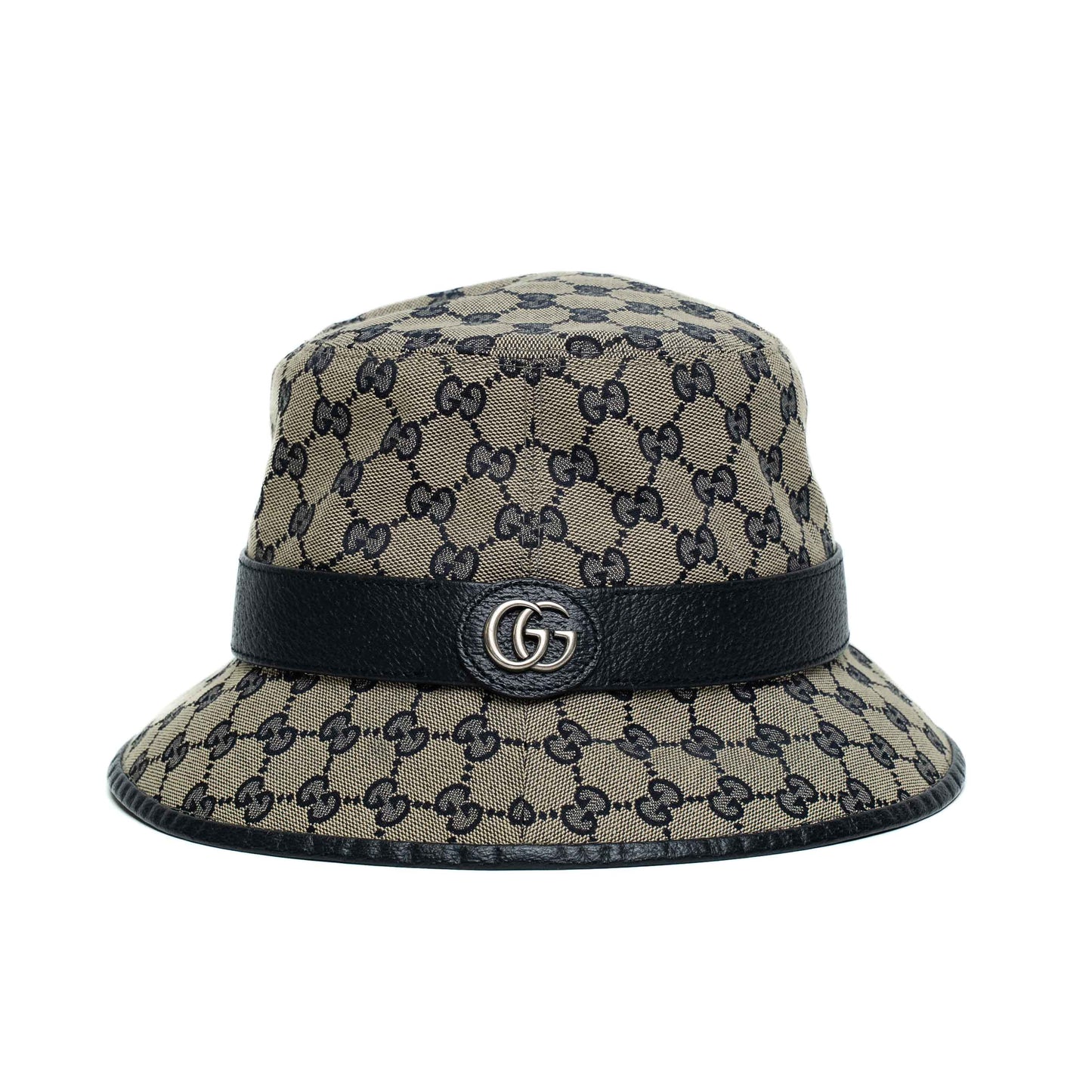 Gucci GG Canvas Blue Leather Bucket Hat