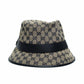 Gucci GG Canvas Blue Leather Bucket Hat