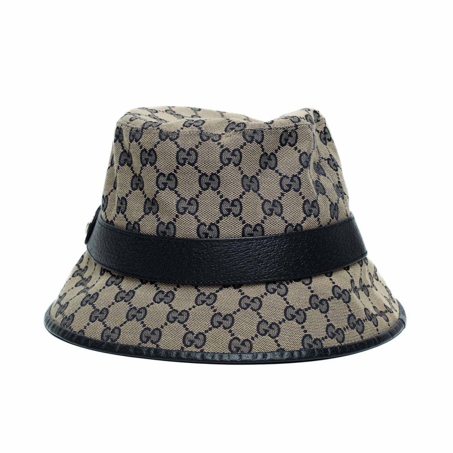 Gucci GG Canvas Blue Leather Bucket Hat