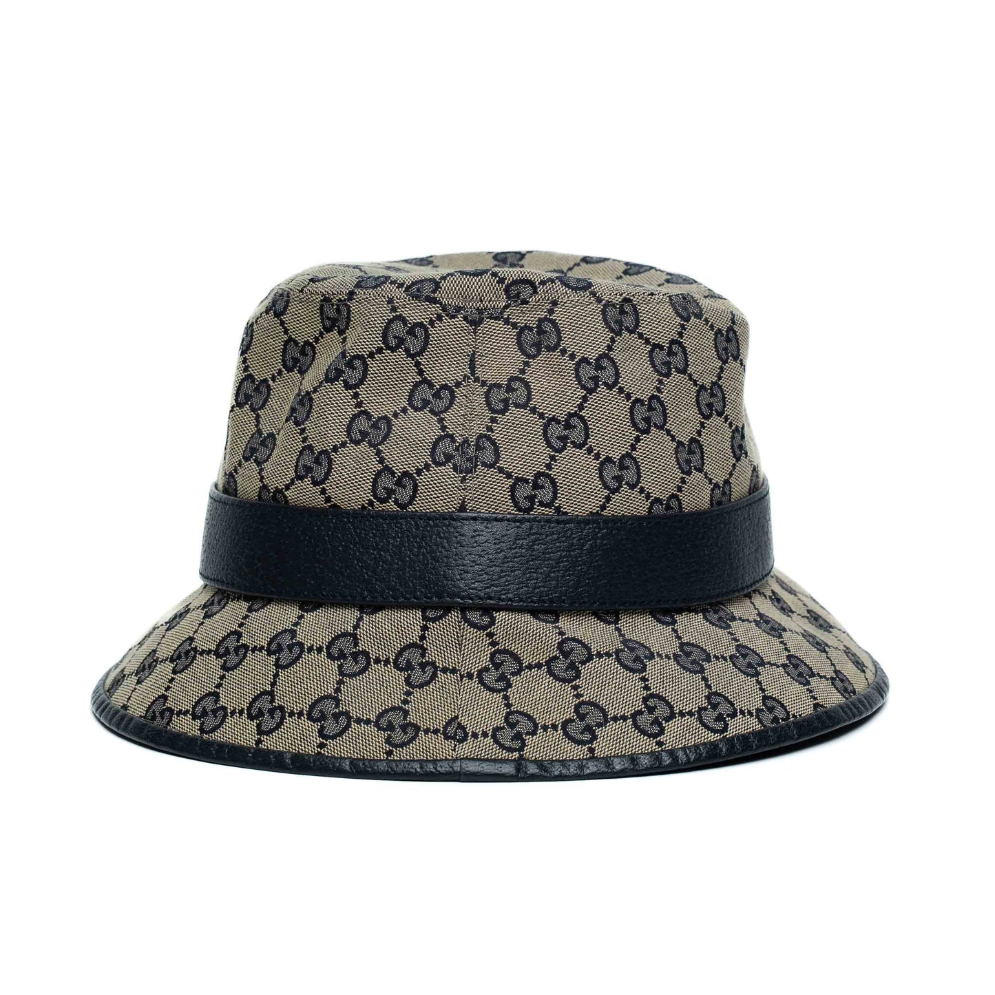 Gucci GG Canvas Blue Leather Bucket Hat