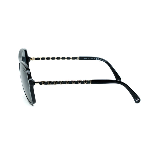 Chanel Black Polarized CC Chain Pilot Sunglasses