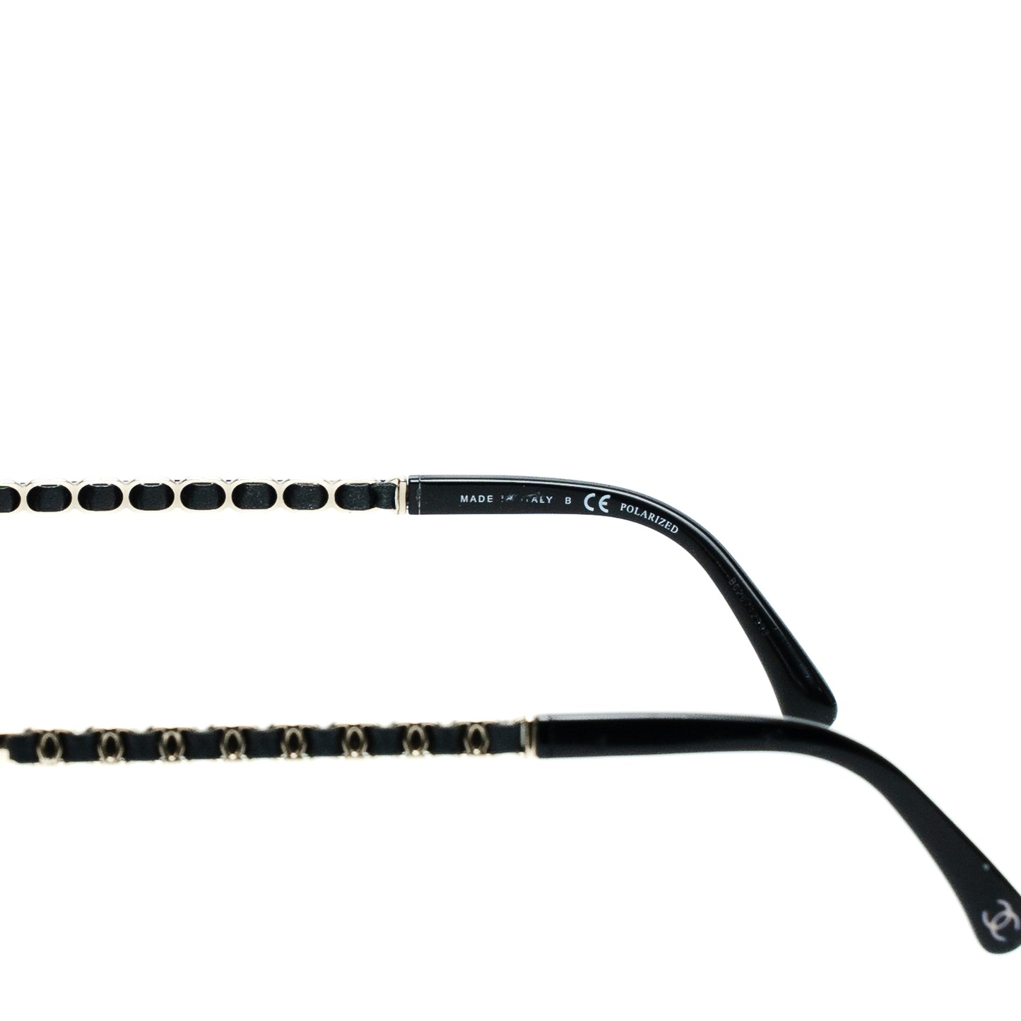 Chanel Black Polarized CC Chain Pilot Sunglasses
