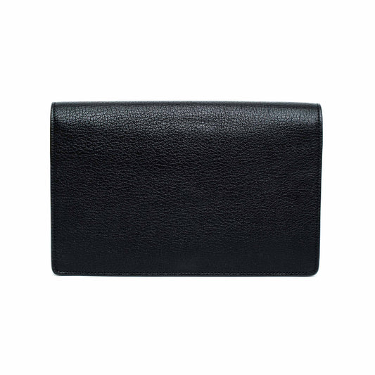Balenciaga Metallic Edge Black Leather Chain Wallet