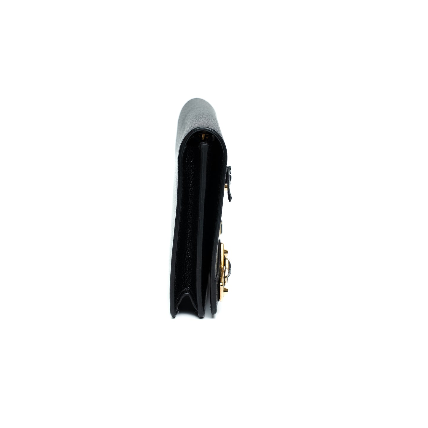 Balenciaga Metallic Edge Black Leather Chain Wallet