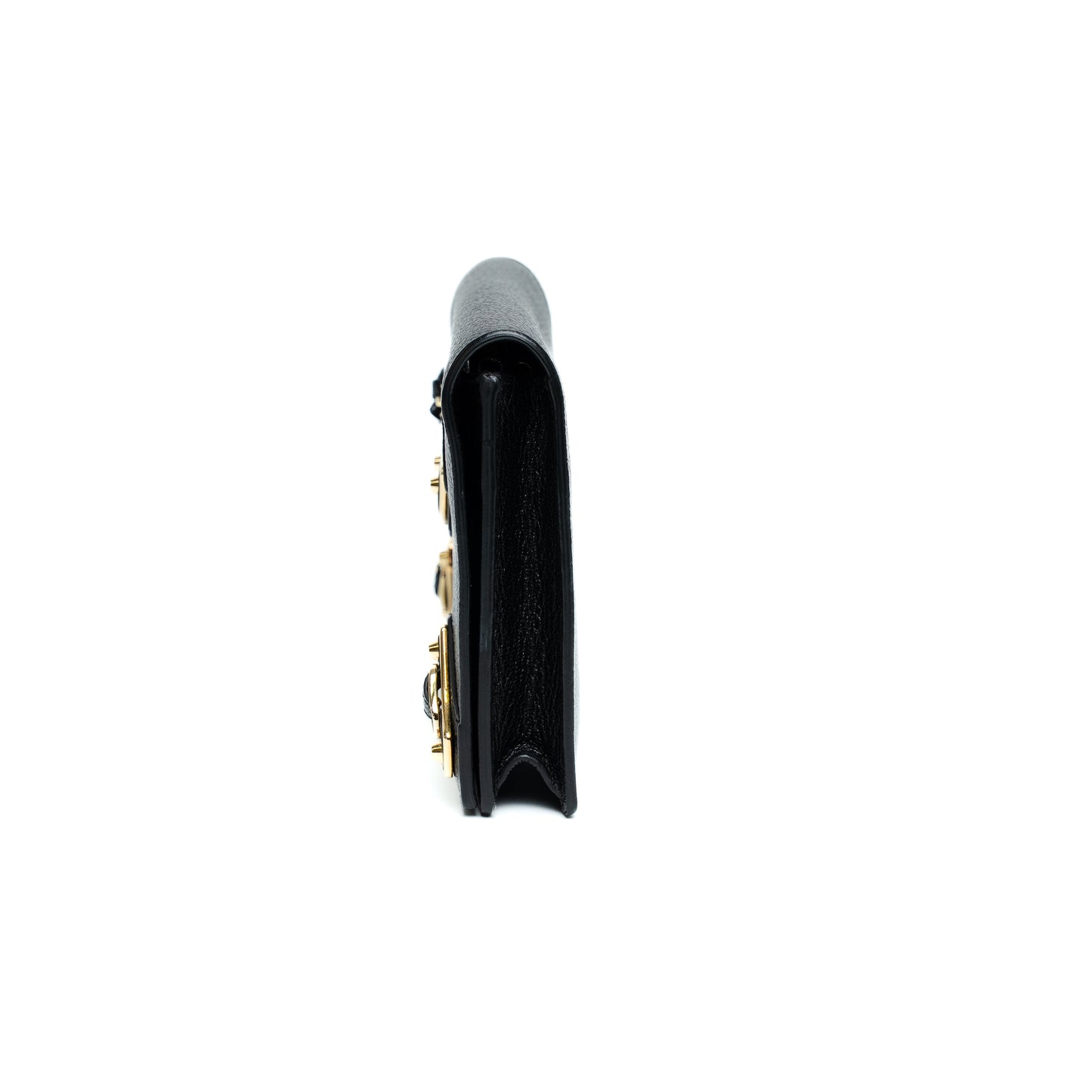 Balenciaga Metallic Edge Black Leather Chain Wallet