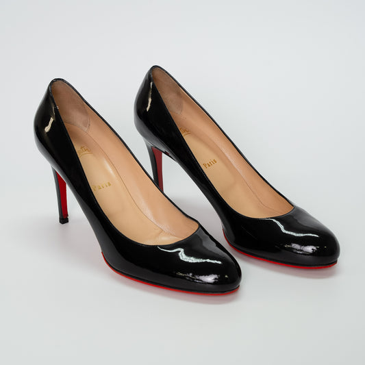 Christian Louboutin Black Patent Simple Pump 85