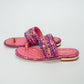 Chanel Raffia Lambskin Woven Chain CC Toe Ring Sandals