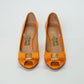 Salvatore Ferragamo Orange Patent Vara Bow Flats