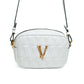 Versace White Quilted Leather Camera Crossbody Bag