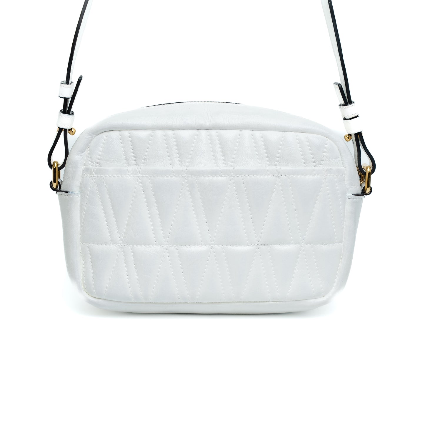 Versace White Quilted Leather Camera Crossbody Bag