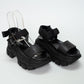 Prada Black Leather Platform Sandals