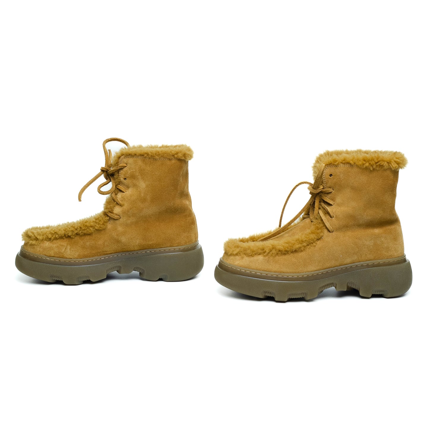 Burberry Shearling Lace-Up Boots