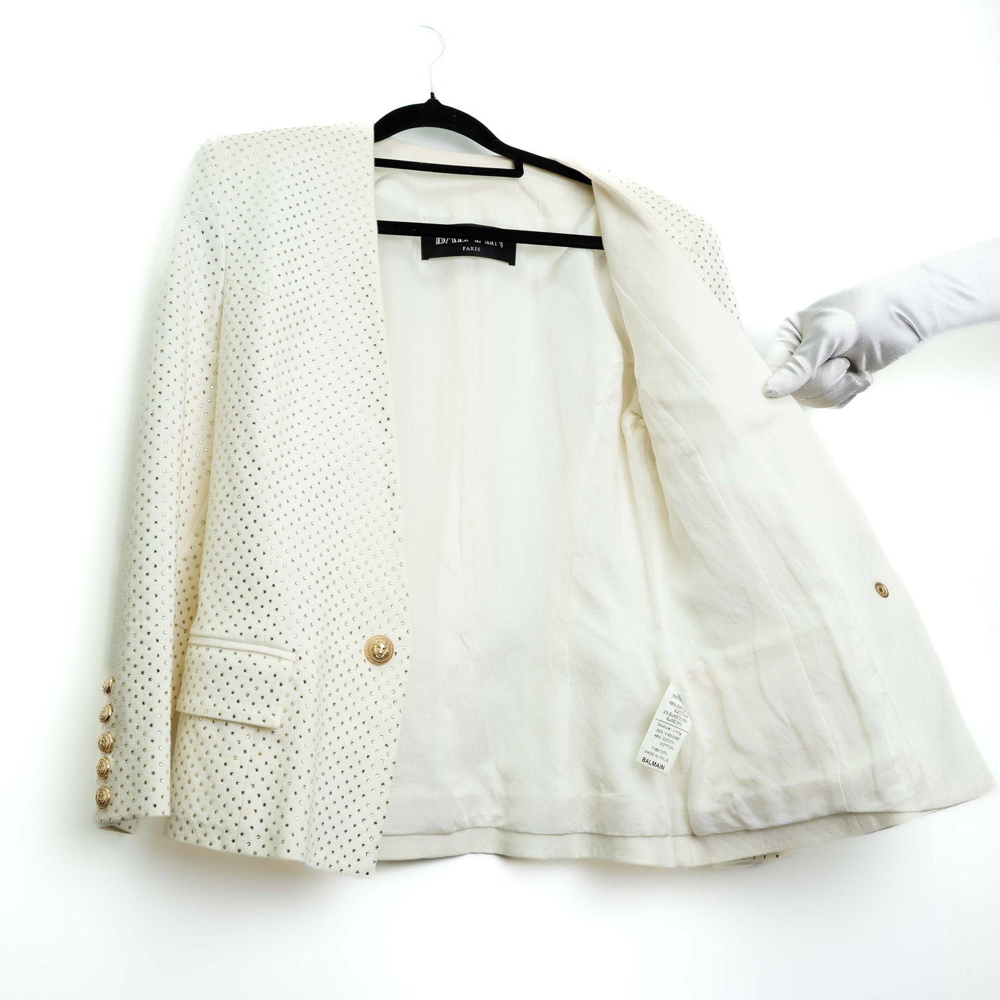 Balmain White Crystal Embellished Size 40 Blazer