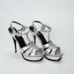 Saint Laurent Tribute 105 Metallic Silver Platform Sandals