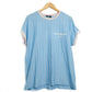 Balmain Blue Pinstripe Logo Size Large T-Shirt