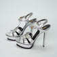 Saint Laurent Tribute 105 Metallic Silver Platform Sandals