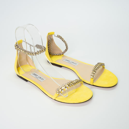 Jimmy Choo Shiloh Yellow Fluro Diamante Sandals