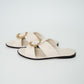 Jimmy Choo Neda Flat Latte Leather Slides with Crystal Buckle