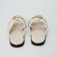 Jimmy Choo Neda Flat Latte Leather Slides with Crystal Buckle