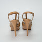 Saint Laurent Tribute Platform Sandals in Dark Beige Patent Leather
