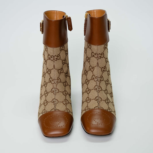 Gucci GG Supreme Canvas & Leather 'Ellis' Ankle Boots