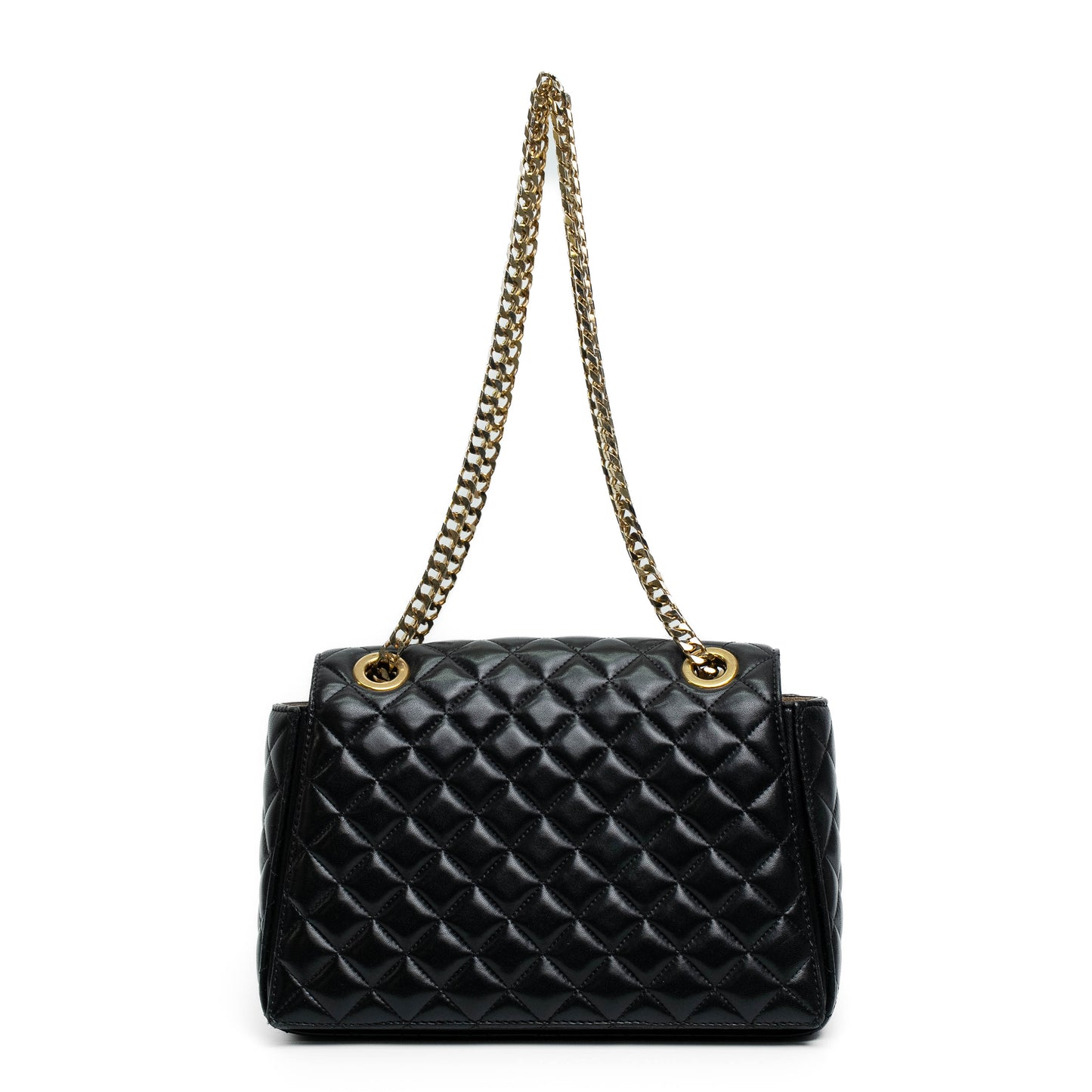 Balmain Black Quilted Lambskin Chain Shoulder Bag