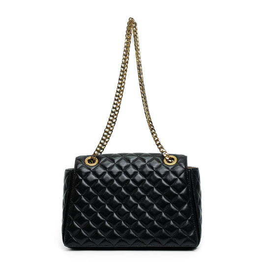 Balmain Black Quilted Lambskin Chain Shoulder Bag