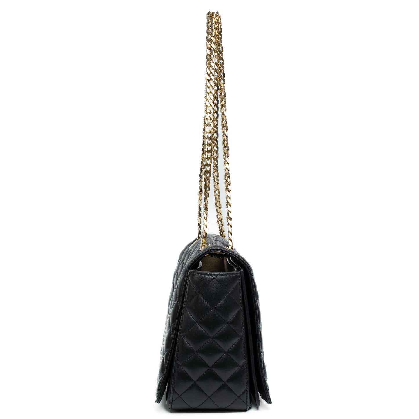 Balmain Black Quilted Lambskin Chain Shoulder Bag