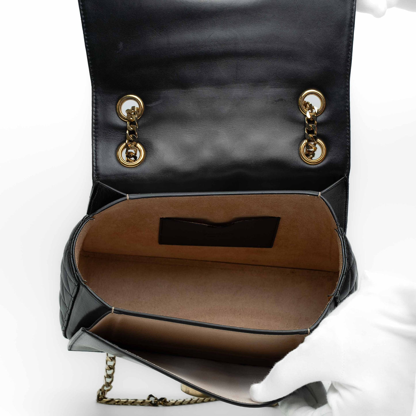 Balmain Black Quilted Lambskin Chain Shoulder Bag