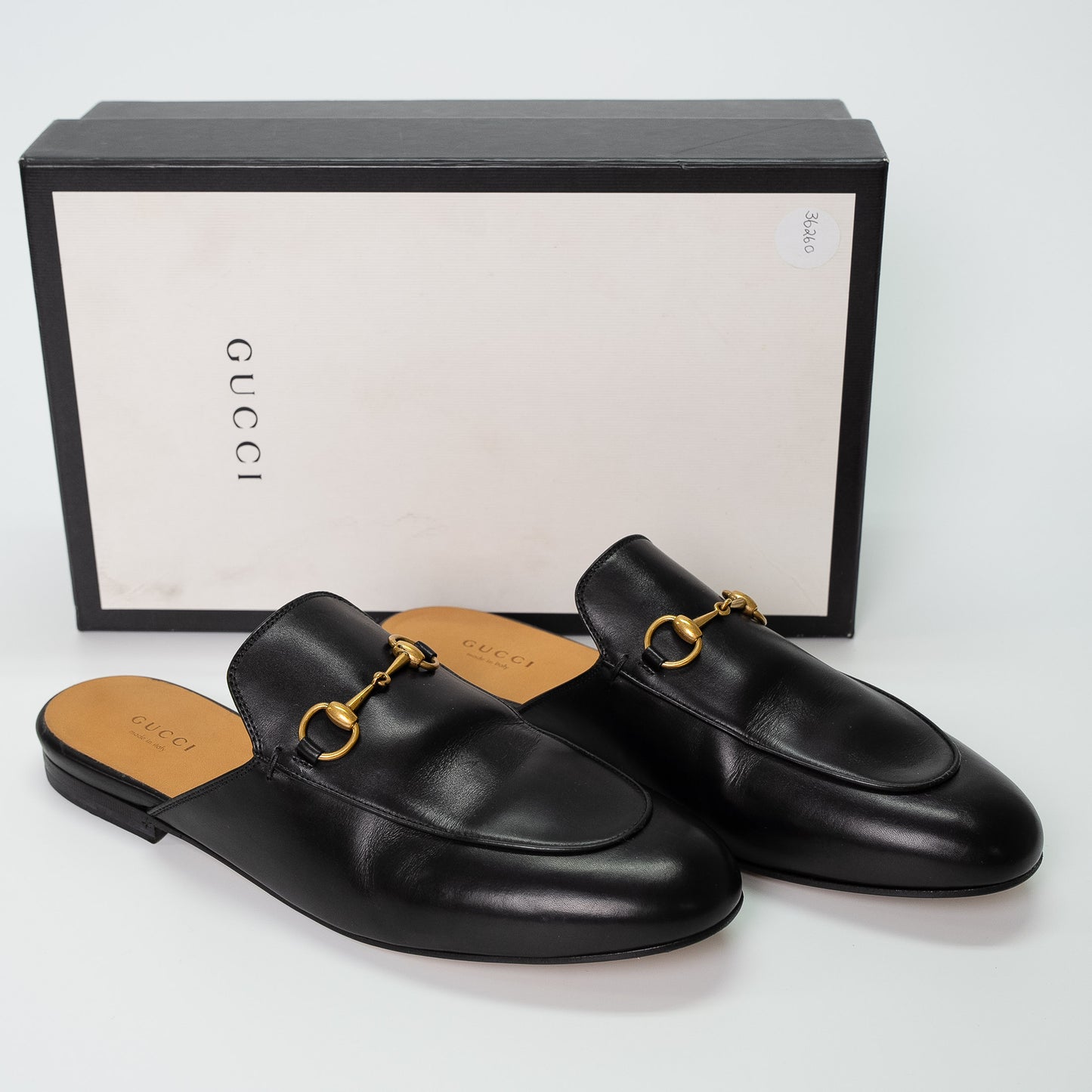 Gucci Black Leather Princetown Mules