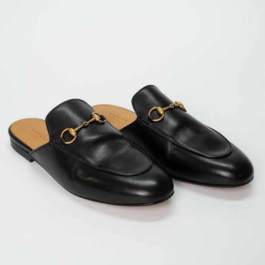 Gucci Black Leather Princetown Mules