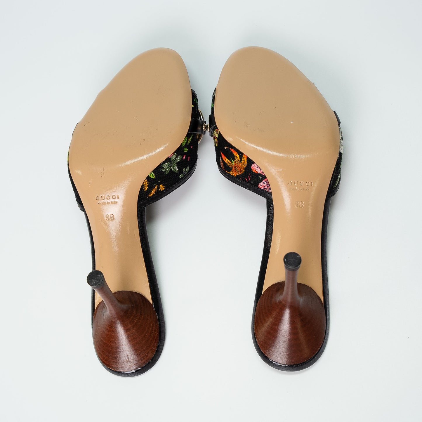 Gucci Bamboo Embroidered Leather Heeled Mules