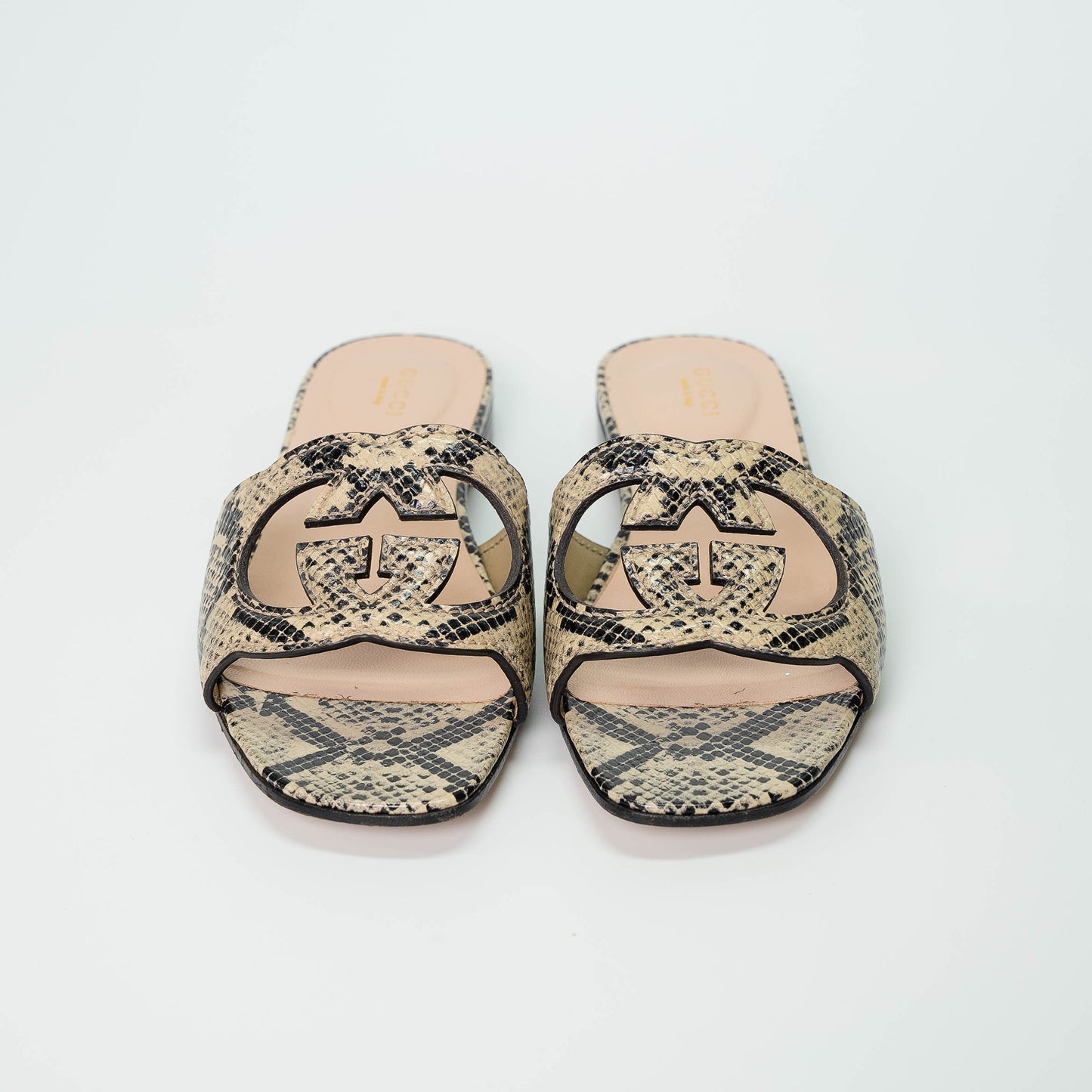 Gucci GG Cutout Python Print Slides