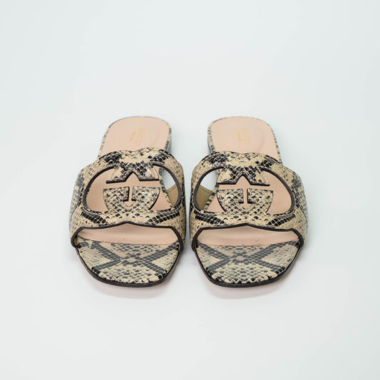Gucci GG Cutout Python Print Slides