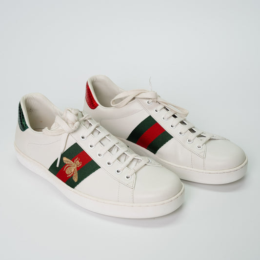 Gucci Ace Bee Embroidered Leather Sneakers
